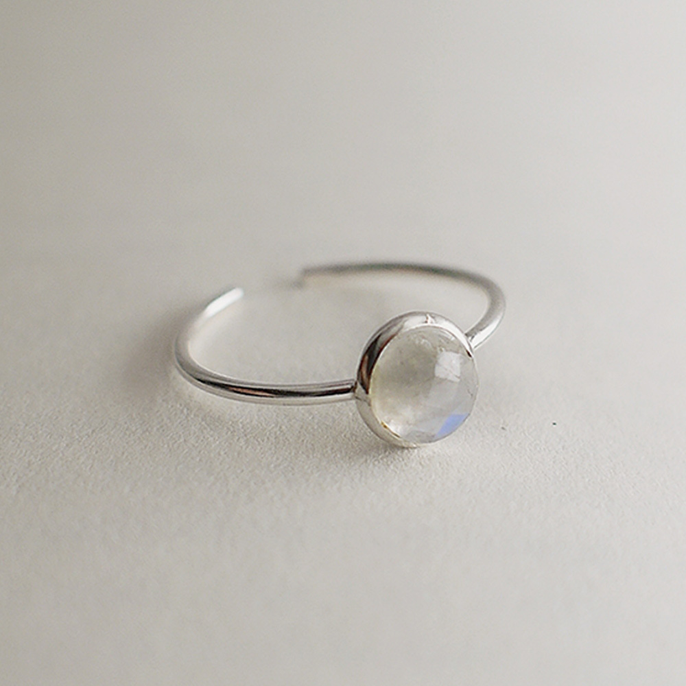 月光石簡約小圓純銀戒指/SR952