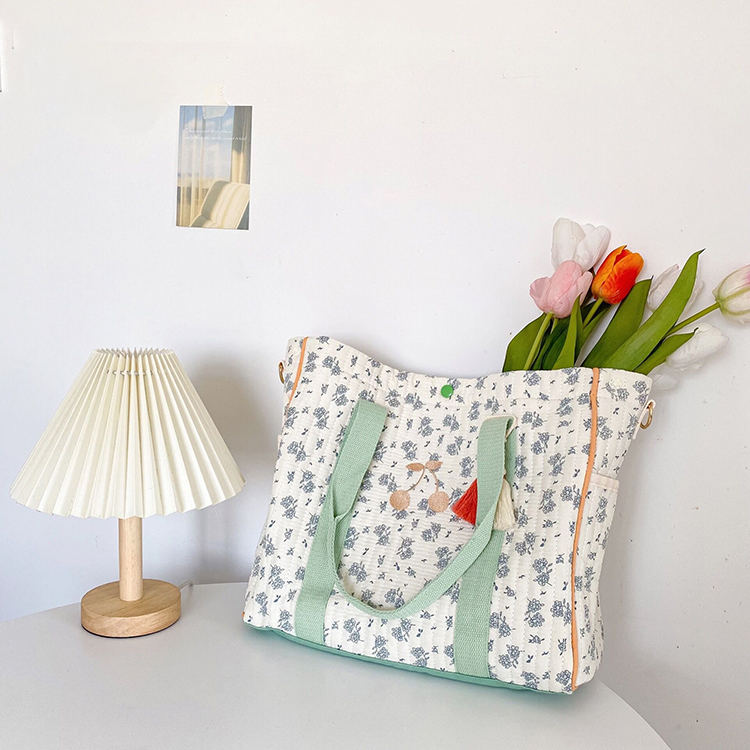 ins碎花櫻桃大容量媽咪包