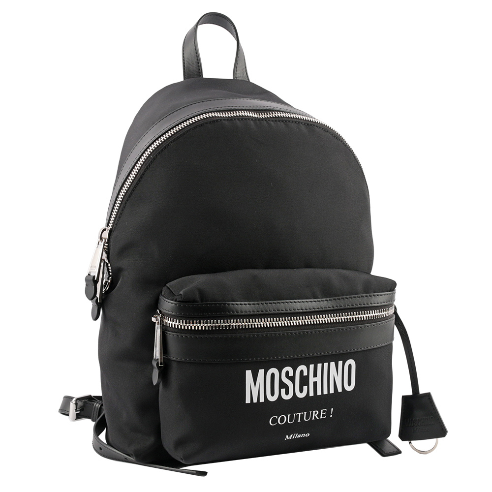 【MOSCHINO】Logo 尼龍口袋後背包(黑色)