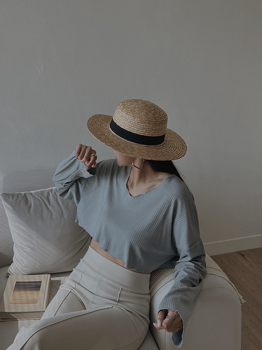 正韓-坑紋捲邊長袖T*6色