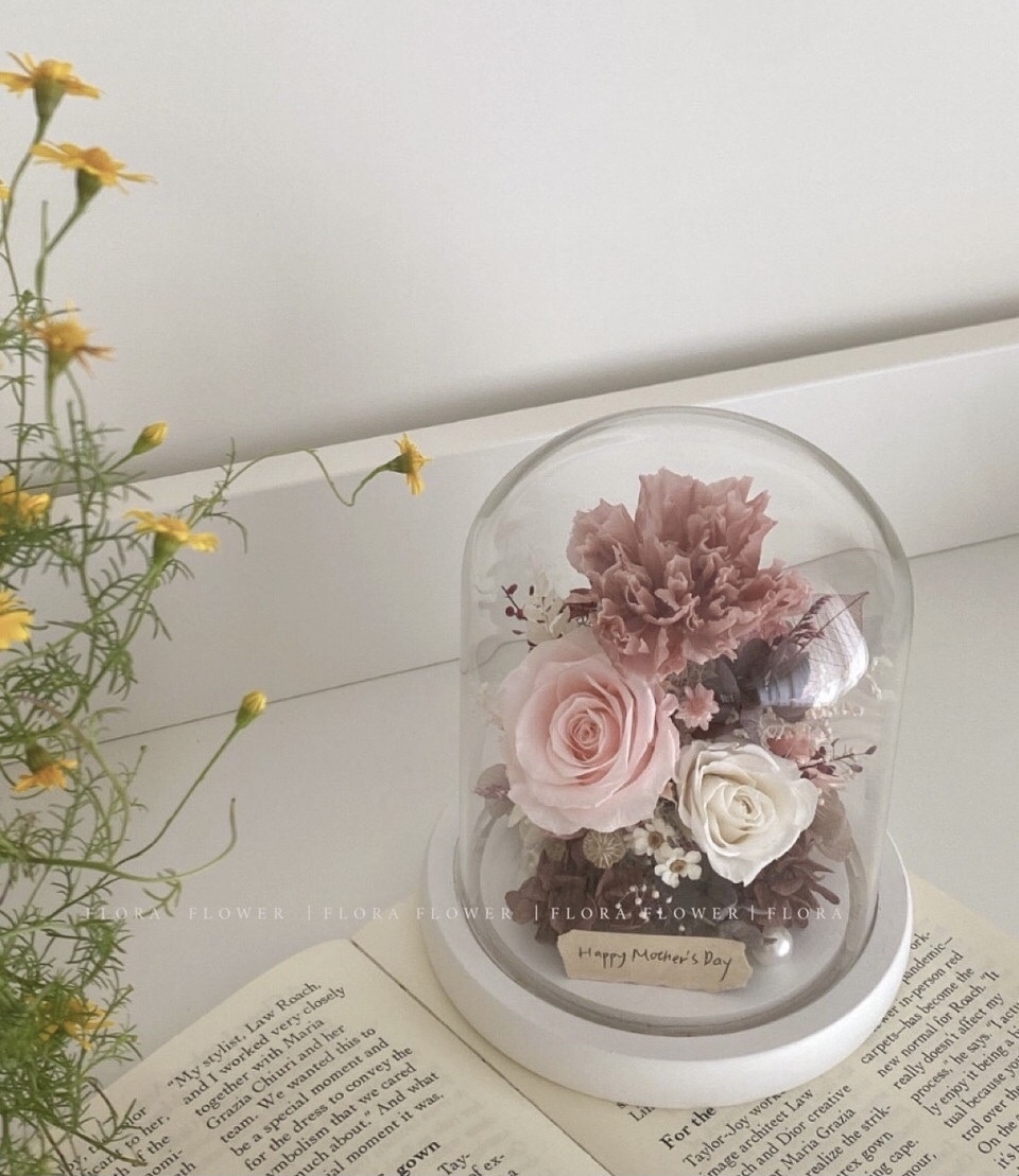 永生花夜燈-康乃馨乾燥粉