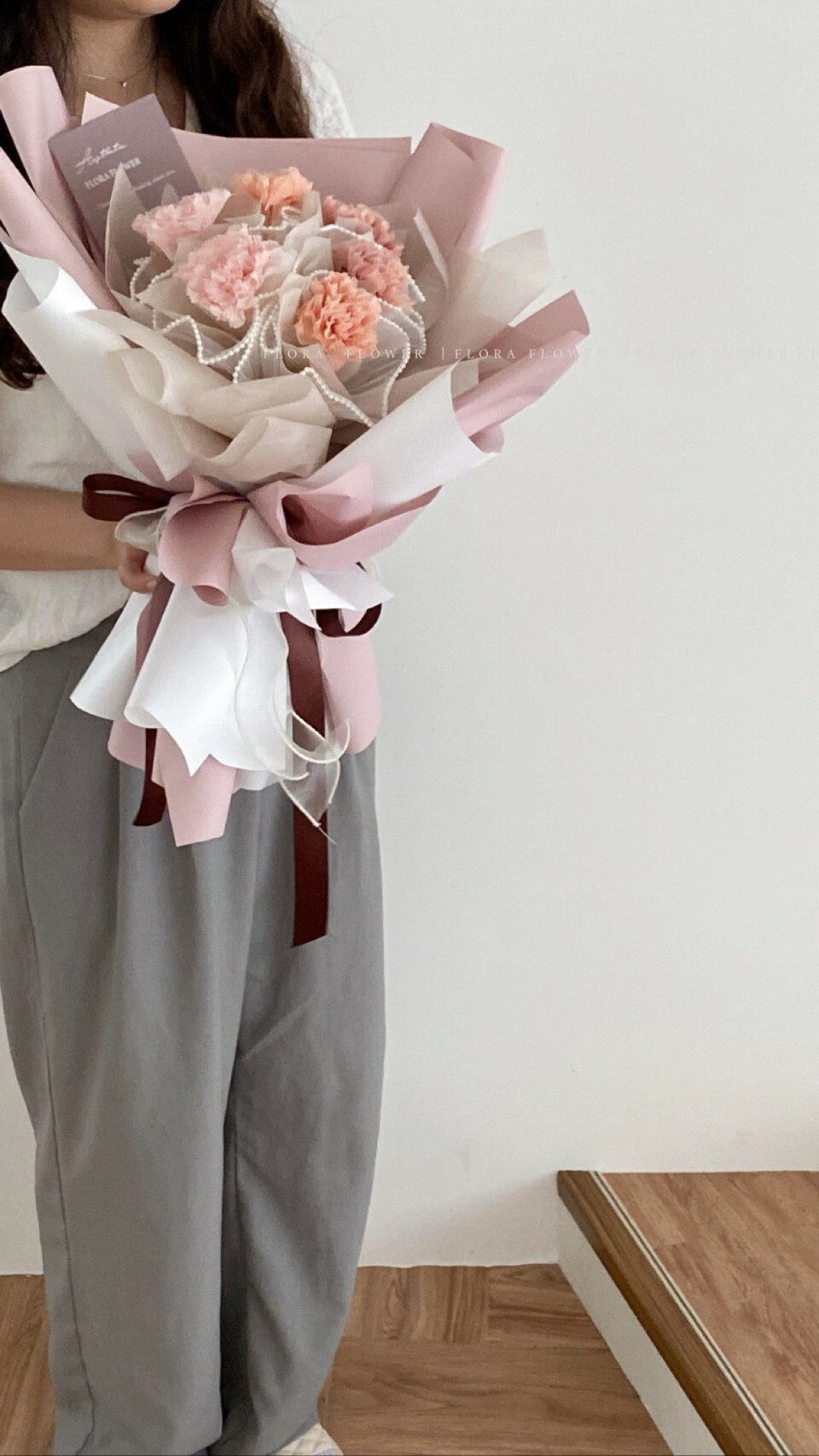 永生康乃馨花束-裸粉色
