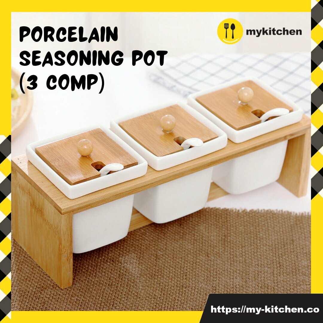 [MY KITCHEN] Porcelain Seasoning Pot (3 Compartment) Se