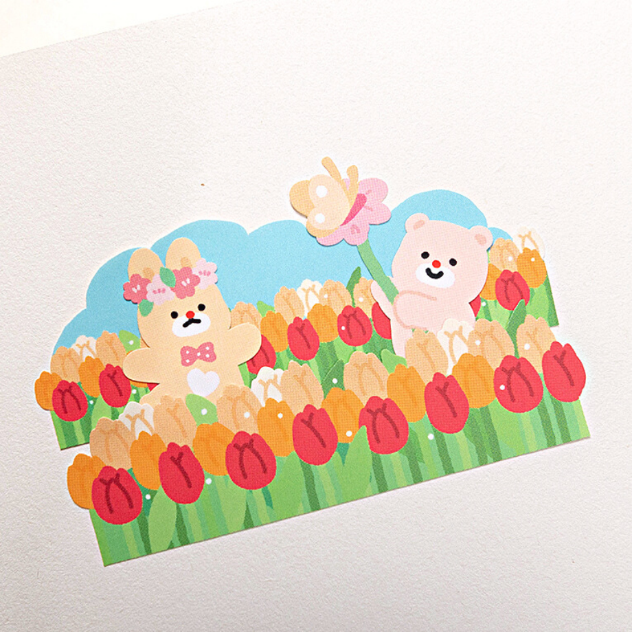 Khakiz Sticker－Spring Flower Background Series (Korean Stationery Brand)
