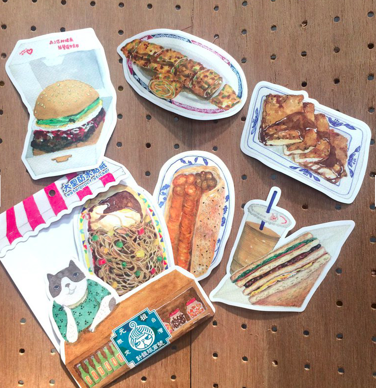 台灣味早餐與糕點 10入防水特大貼紙｜針線球