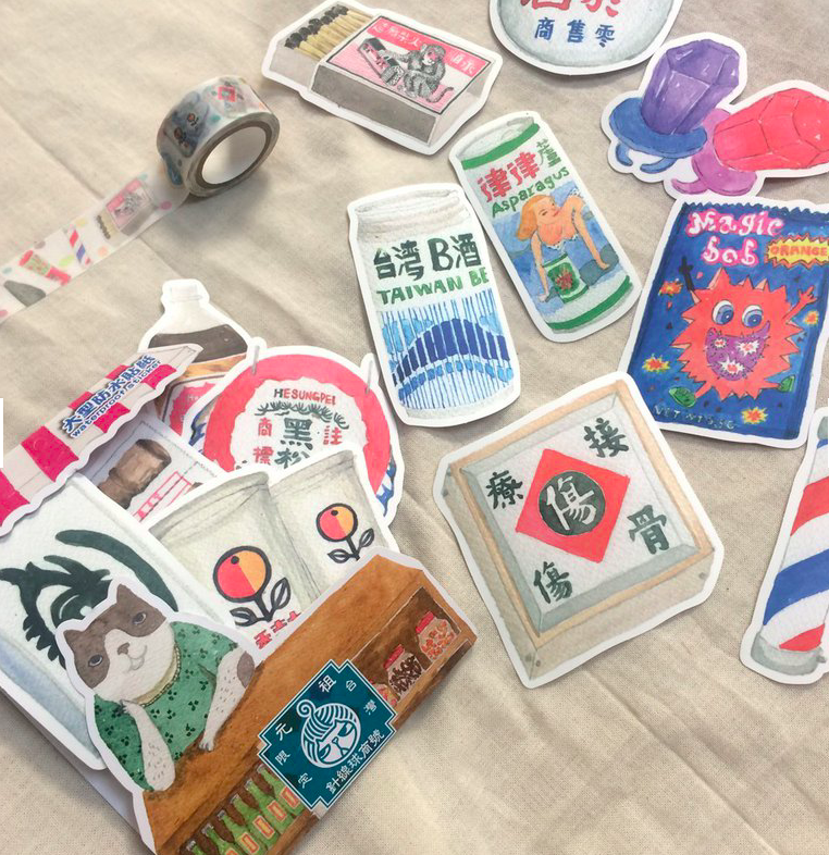 台灣味招牌與零嘴 13入防水特大貼紙｜針線球