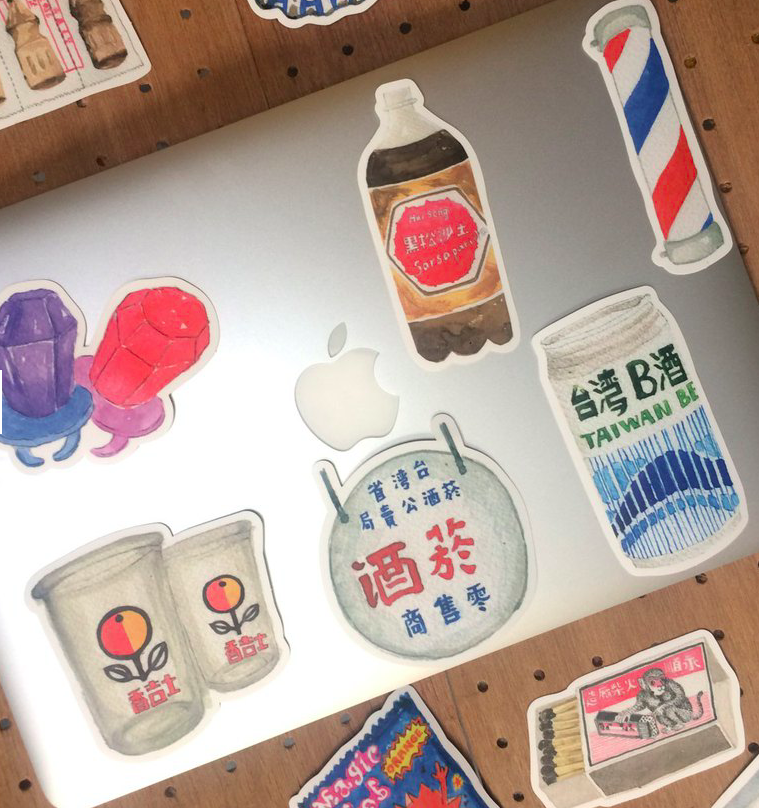 台灣味招牌與零嘴 13入防水特大貼紙｜針線球