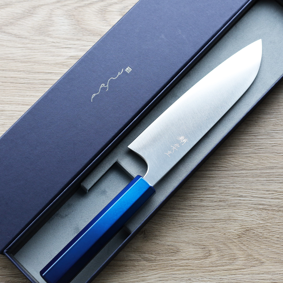 安立打刃物 三德刀 165mm Chromax鋼 青柄限定