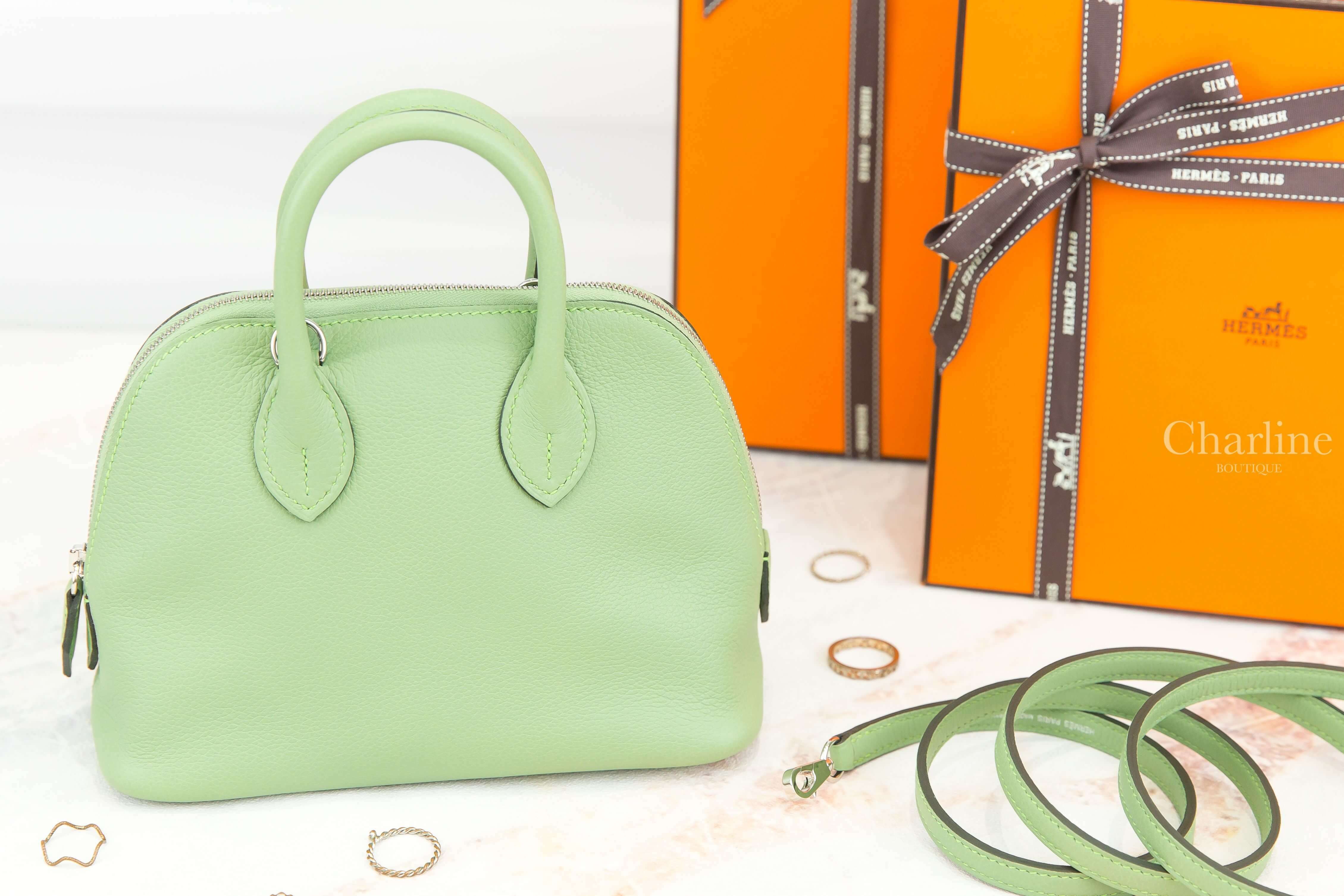 Hermès Bolide 1923 Mini 3I Vert Criquet Evercolor 牛油果綠銀釦迷你手提肩背包