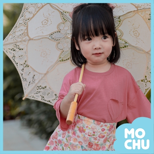 純色愛心短袖上衣(四色)