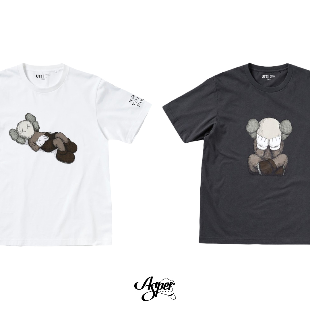 KAWS x UNIQLO 印花圓領T恤短袖 成人白446312/兒童黑446313