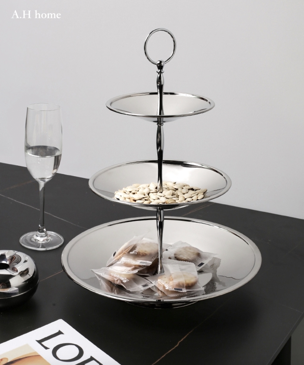 【ＡＨ710】北歐三層不鏽鋼水果盤