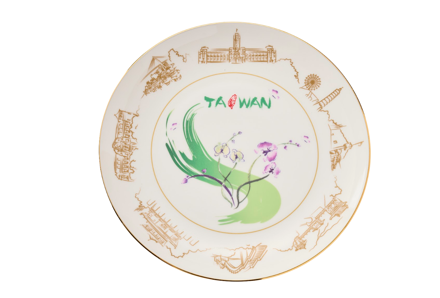 D42-3D立體台灣蘭花瓷盤