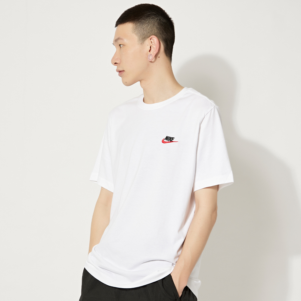 Nike AS M NSW CLUB TEE 男 白 基本款 刺繡 字勾 休閒 短袖 AR4999-100