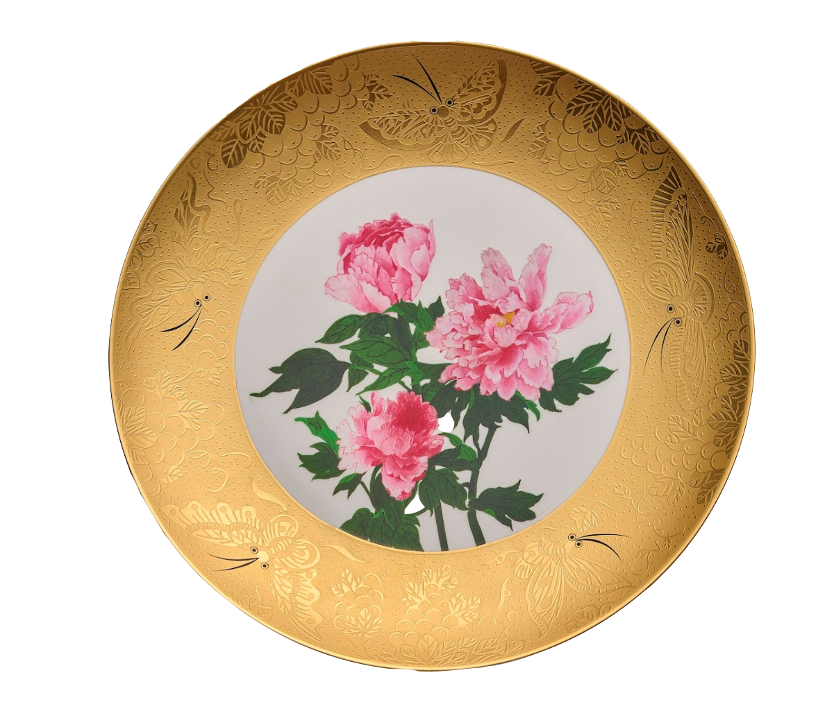 D50-金彩蝴蝶牡丹瓷盤