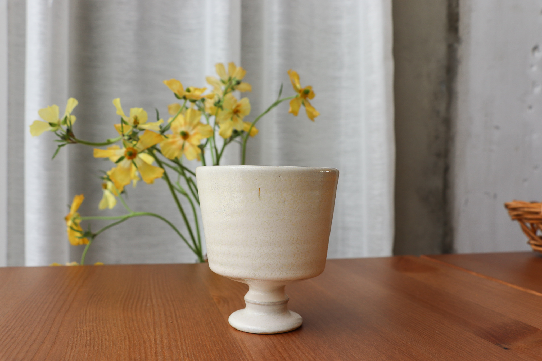 信樂燒 笹山裕昭 窯變白 高腳茶杯