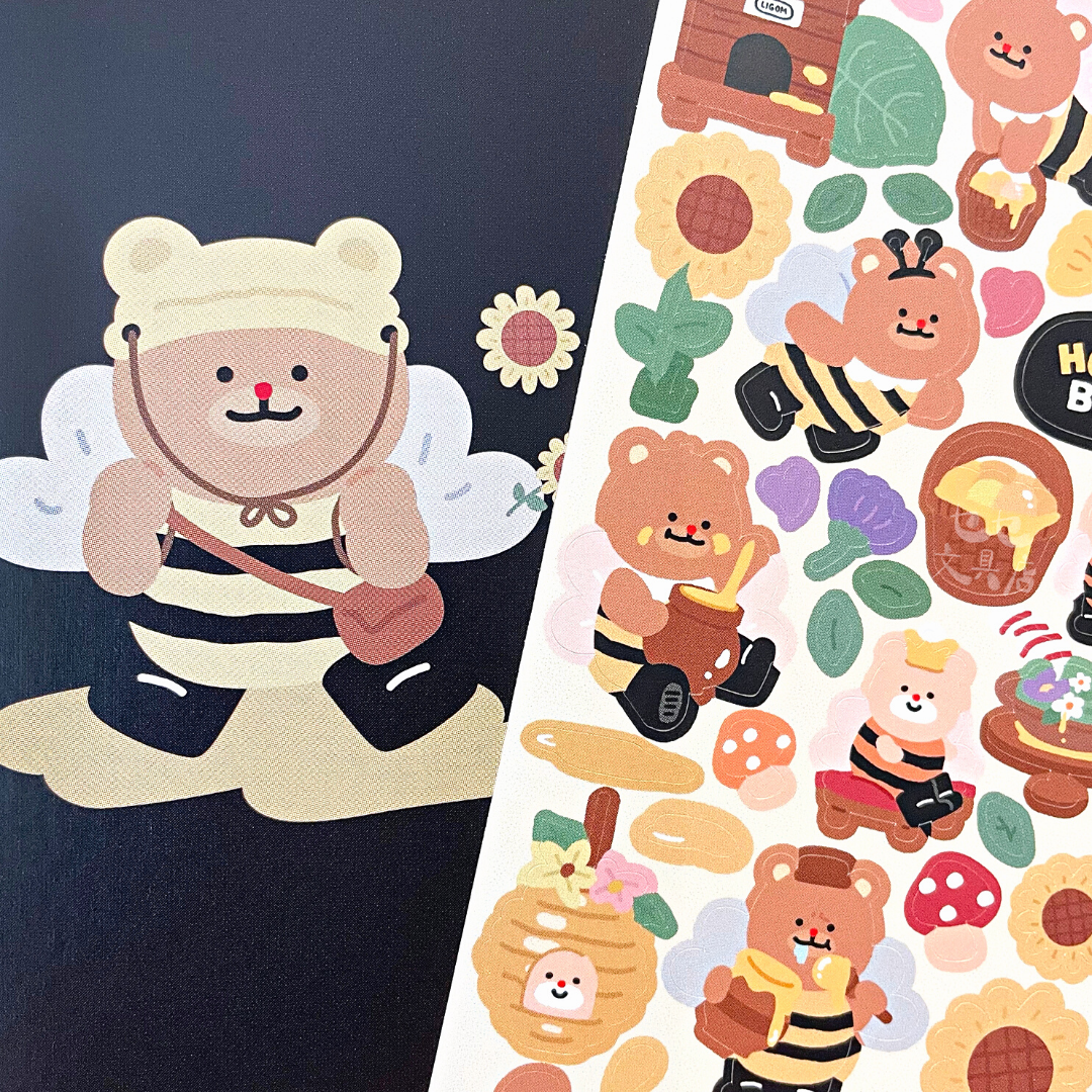 Khakiz Sticker－Honey Bear (Korean Stationery Brand)