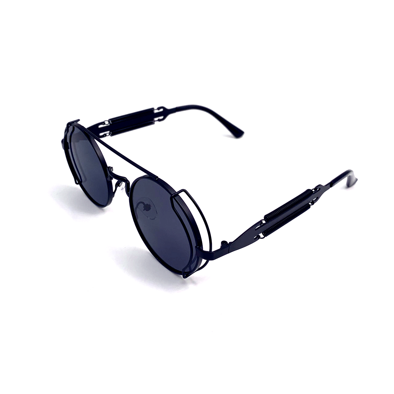 CHILL歐美賽博圓型墨鏡-黑框黑片