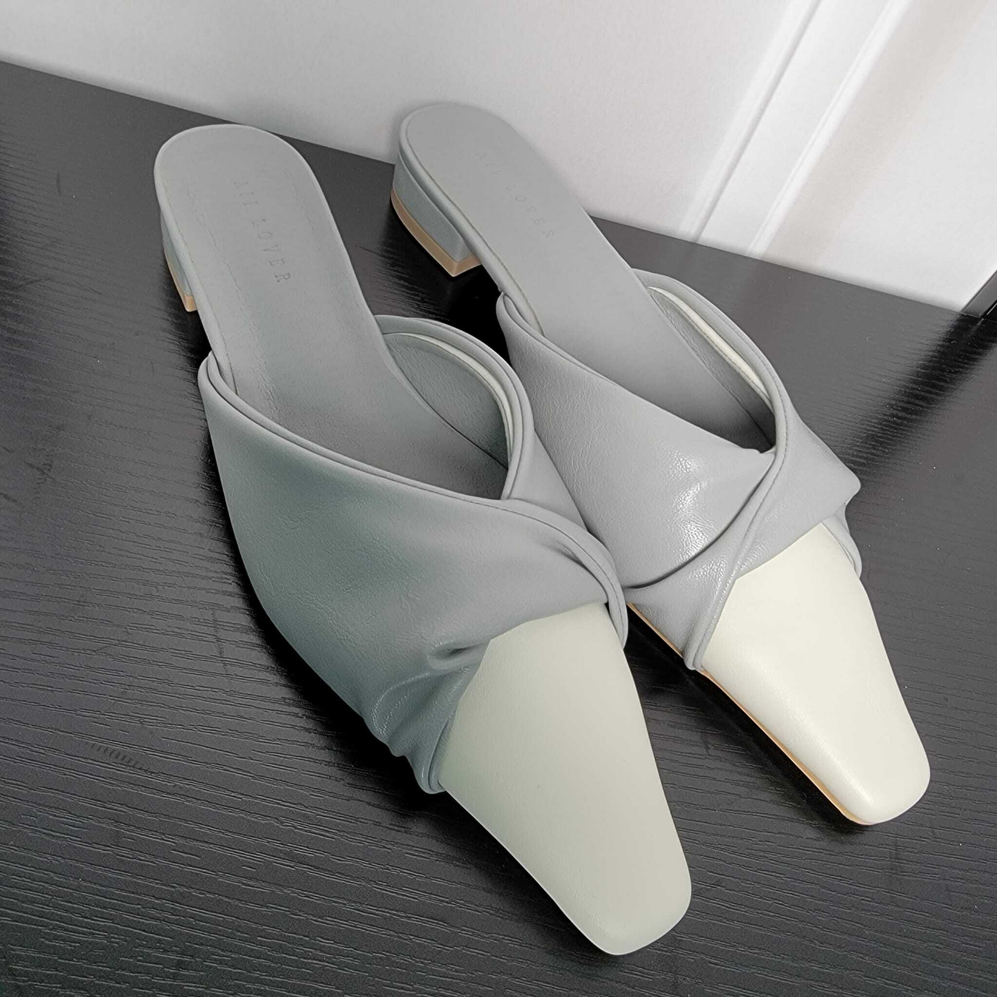 (特價陳列品)扭結拼色半拖 SH87