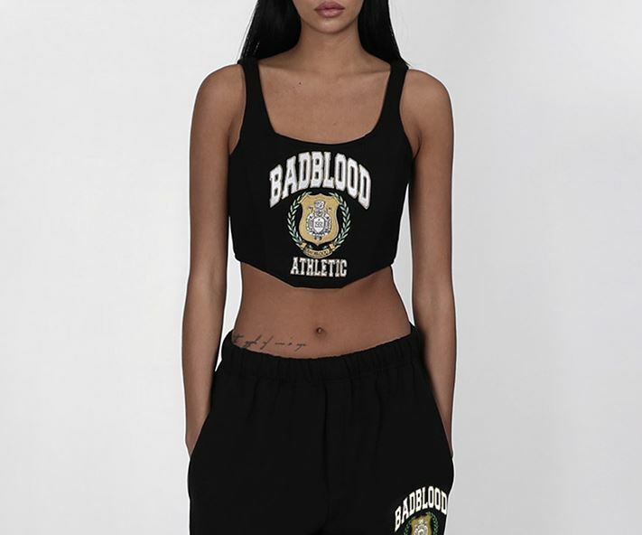 BADBLOOD Heritage Emblem Logo Sweat Bustier 女 黑 背心  at-tnk22-002