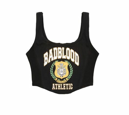 BADBLOOD Heritage Emblem Logo Sweat Bustier 女 黑 背心  at-tnk22-002