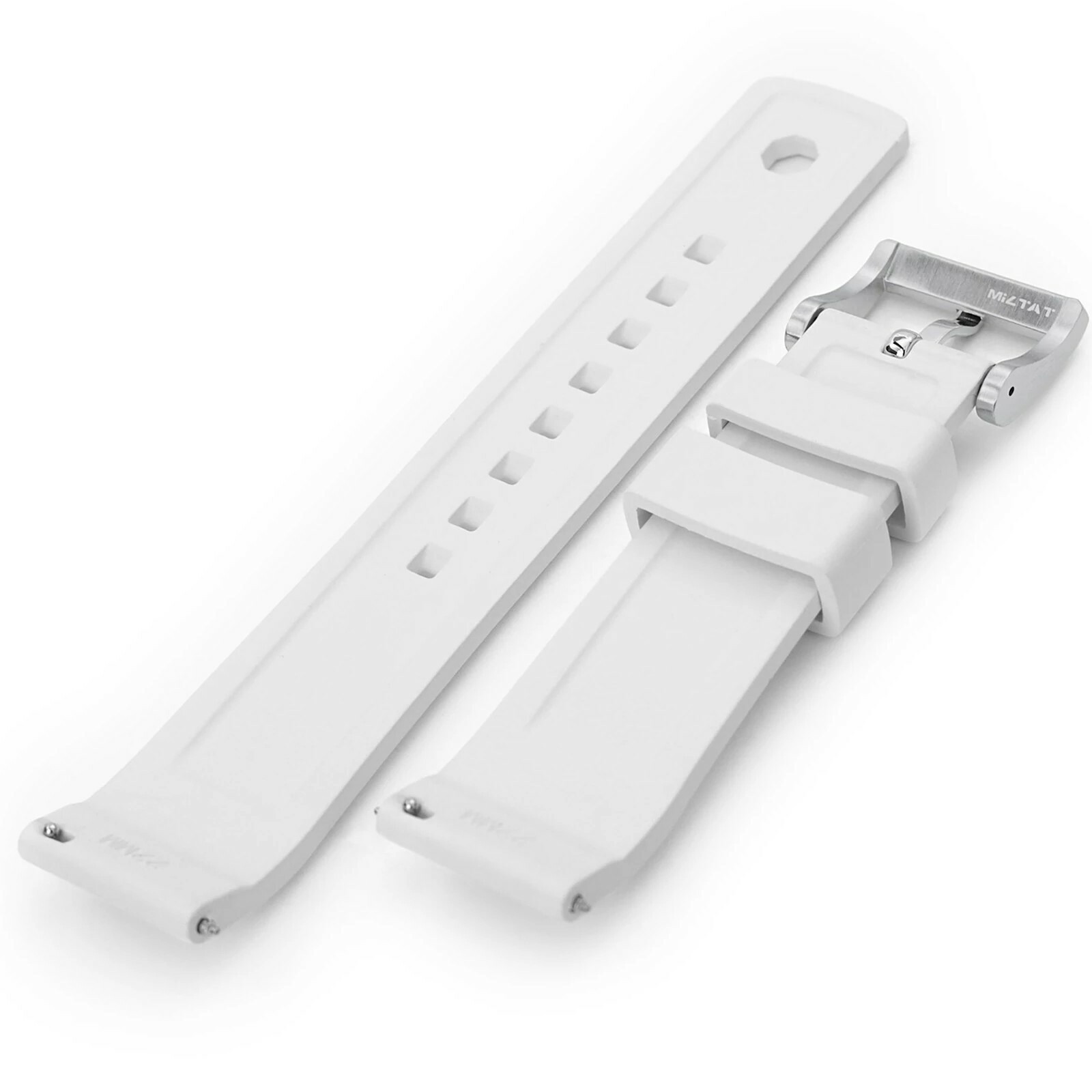 萬年鐘錶 - 太空人錶帶  Crisscross 十字形  白色FKM橡膠快拆潛水錶帶  22mm, 20mm   FKM09M-20A18PBU66 / FKM09M-22A20PBU66