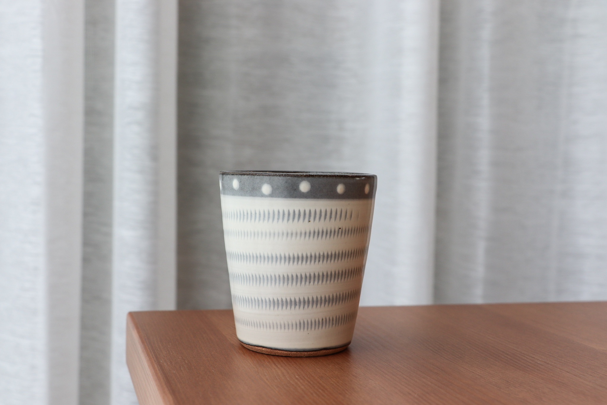 小石原燒 上鶴窯 點刻紋 茶杯