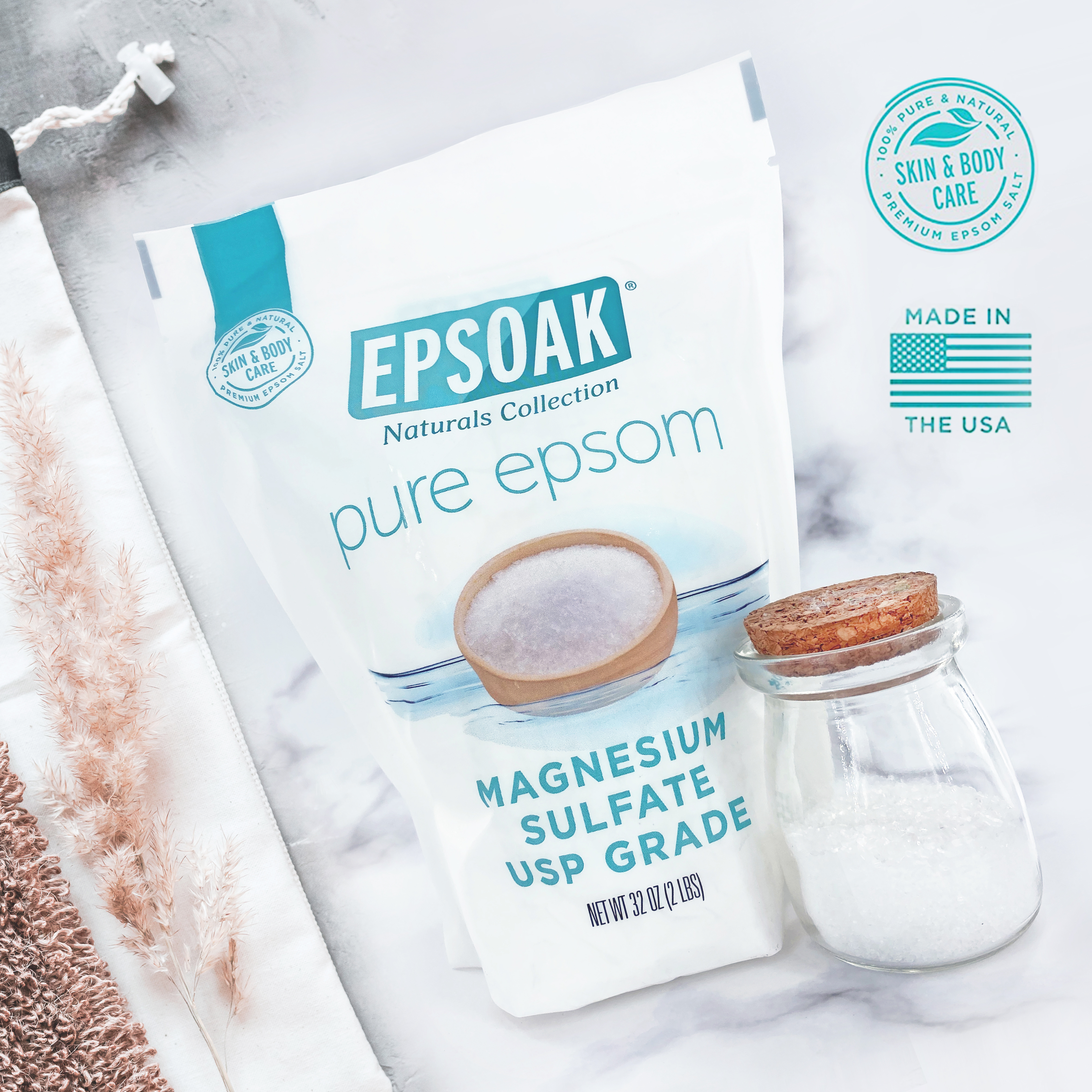 天然美國瀉鹽(浴鹽)【2LBS自用裝 - 性價比之選】｜多重保健與養生｜放鬆減輕壓好物｜溫泉般的高礦物質體驗