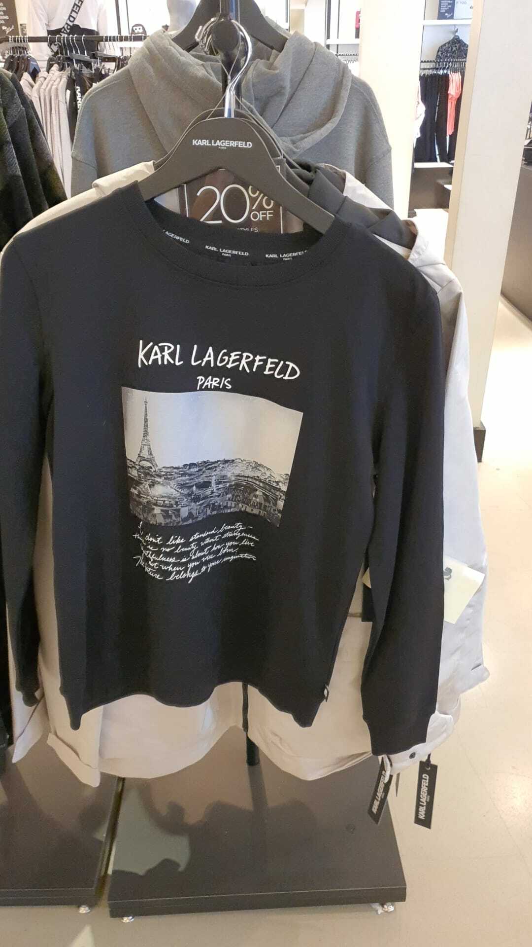 [S] KARL LAGERFELD PARIS PHOTO SWEATSHIRT, BLACK, L1WHQD96-BLK (SKL78)