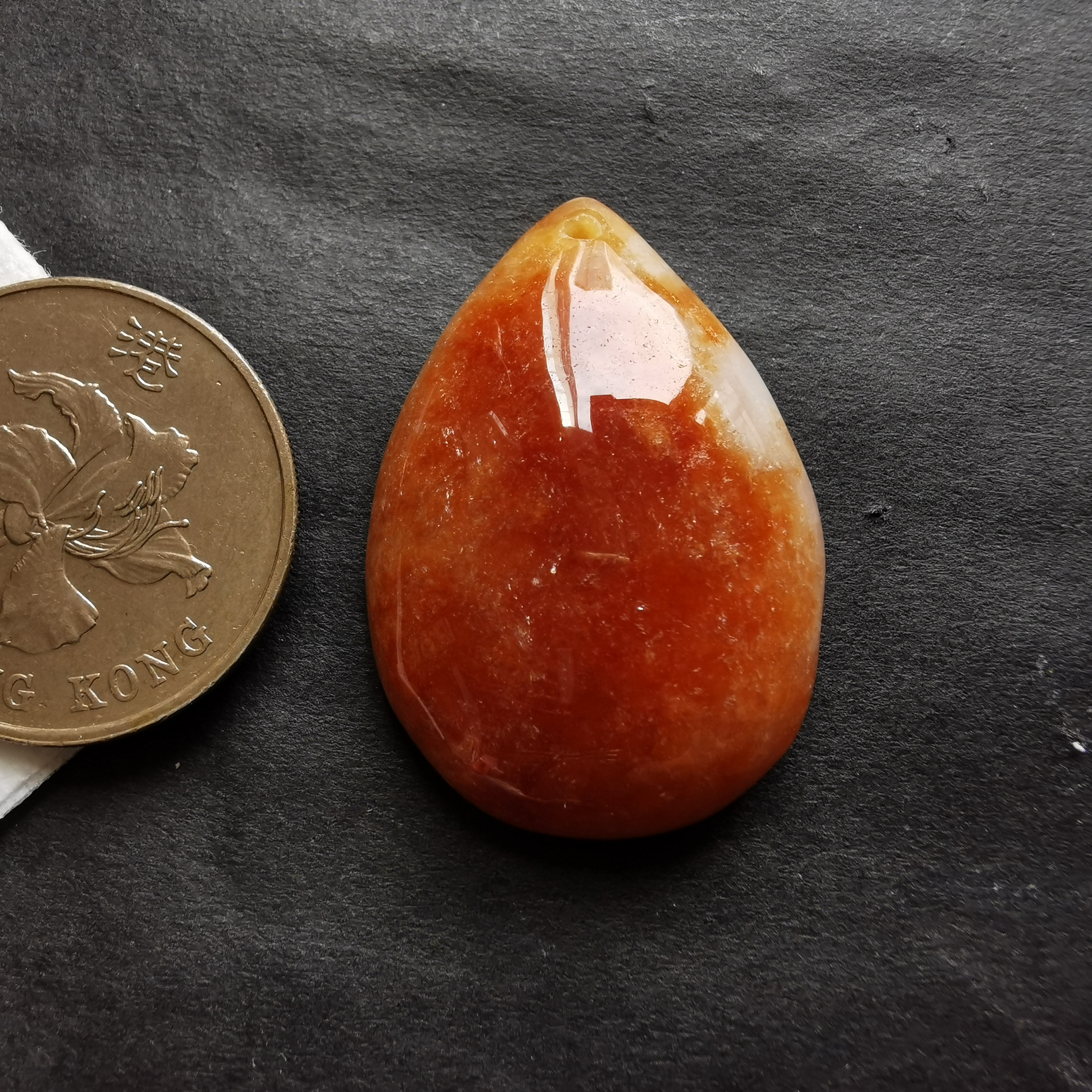 J2032 天然紅翡水滴吊墜