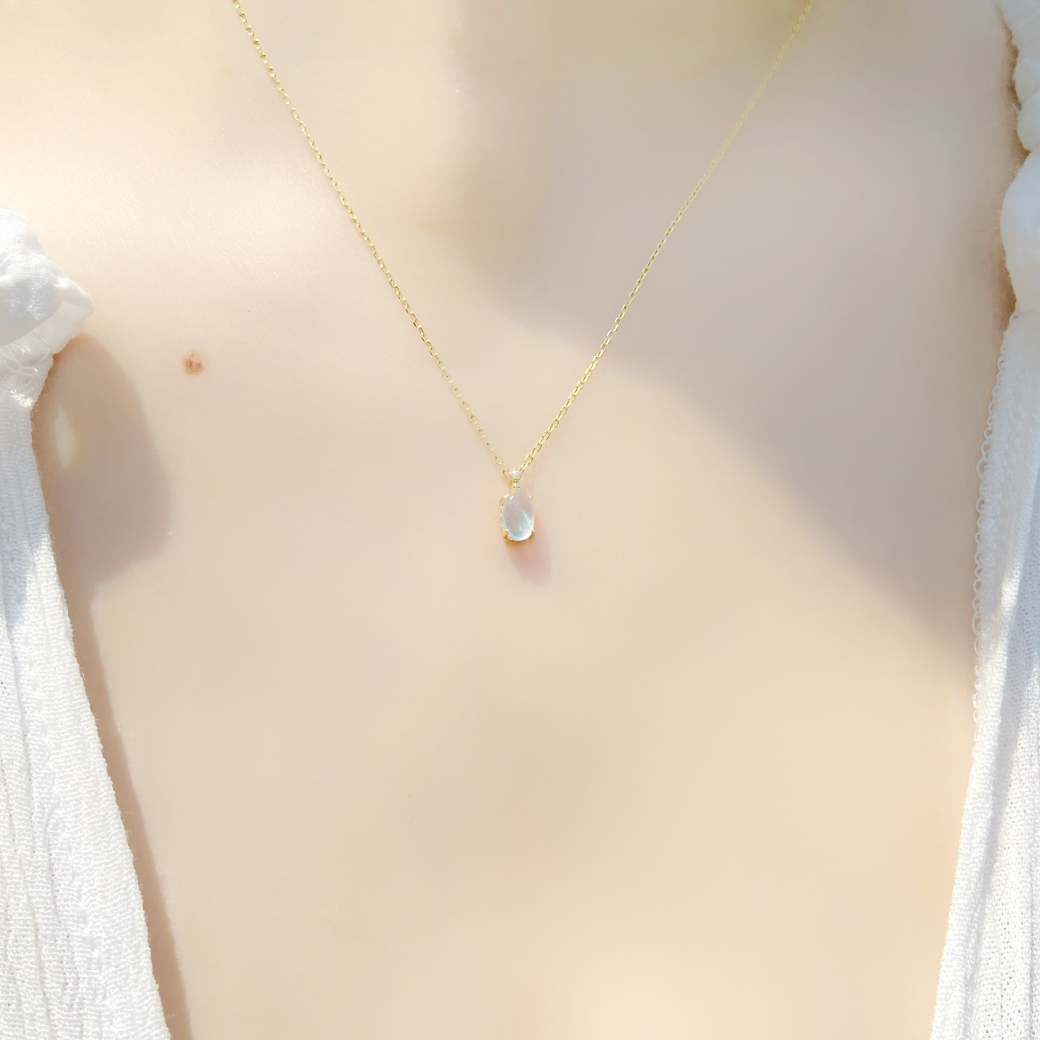 | 925 Silver・ Gold・Aquamarine   | Light Of Ocean Necklace | NE0540 |