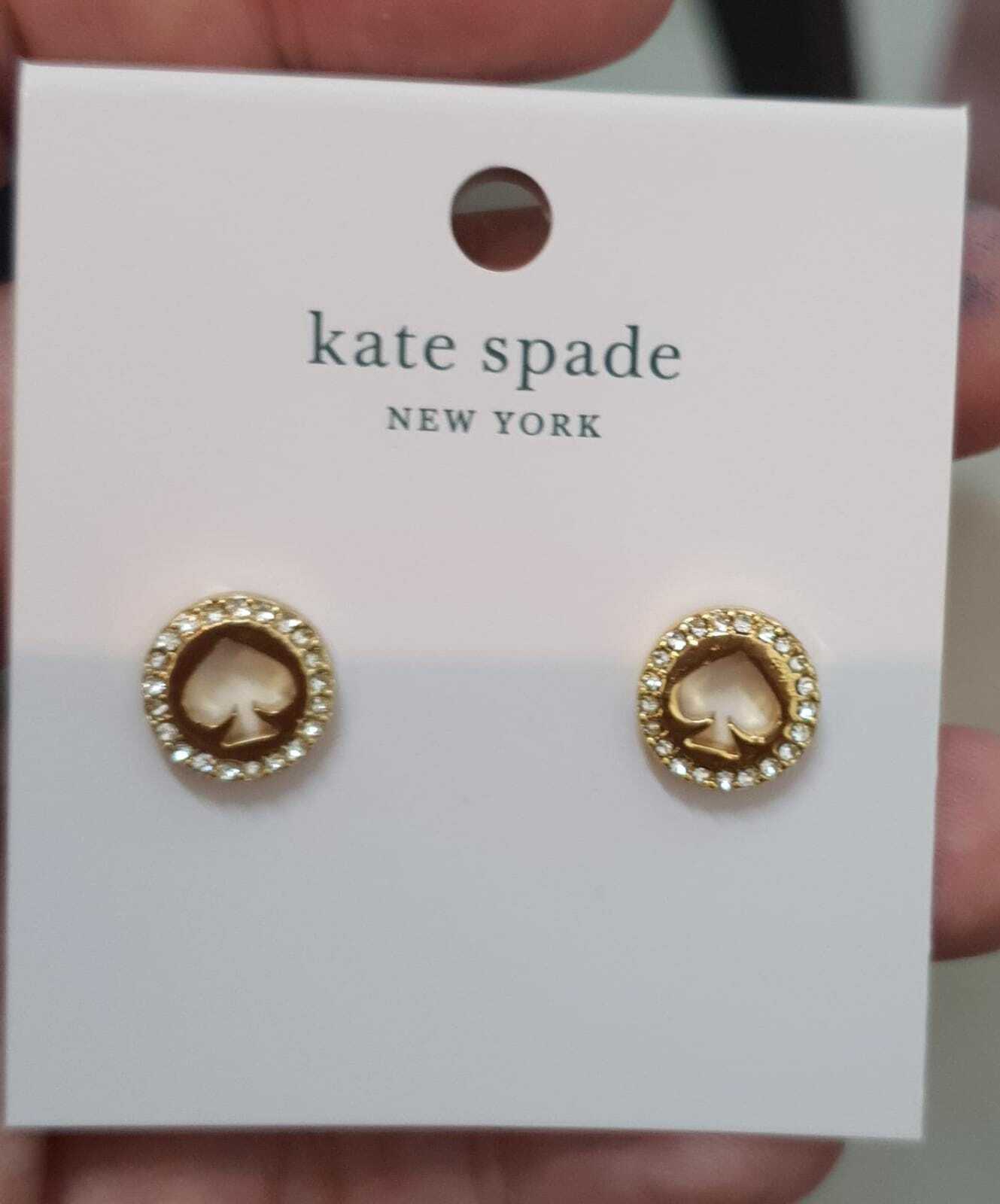 [S] KATE SPADE SPOT THE SPADE EARRINGS,CLEAR/GOLD, 98686710979 (SKS83)