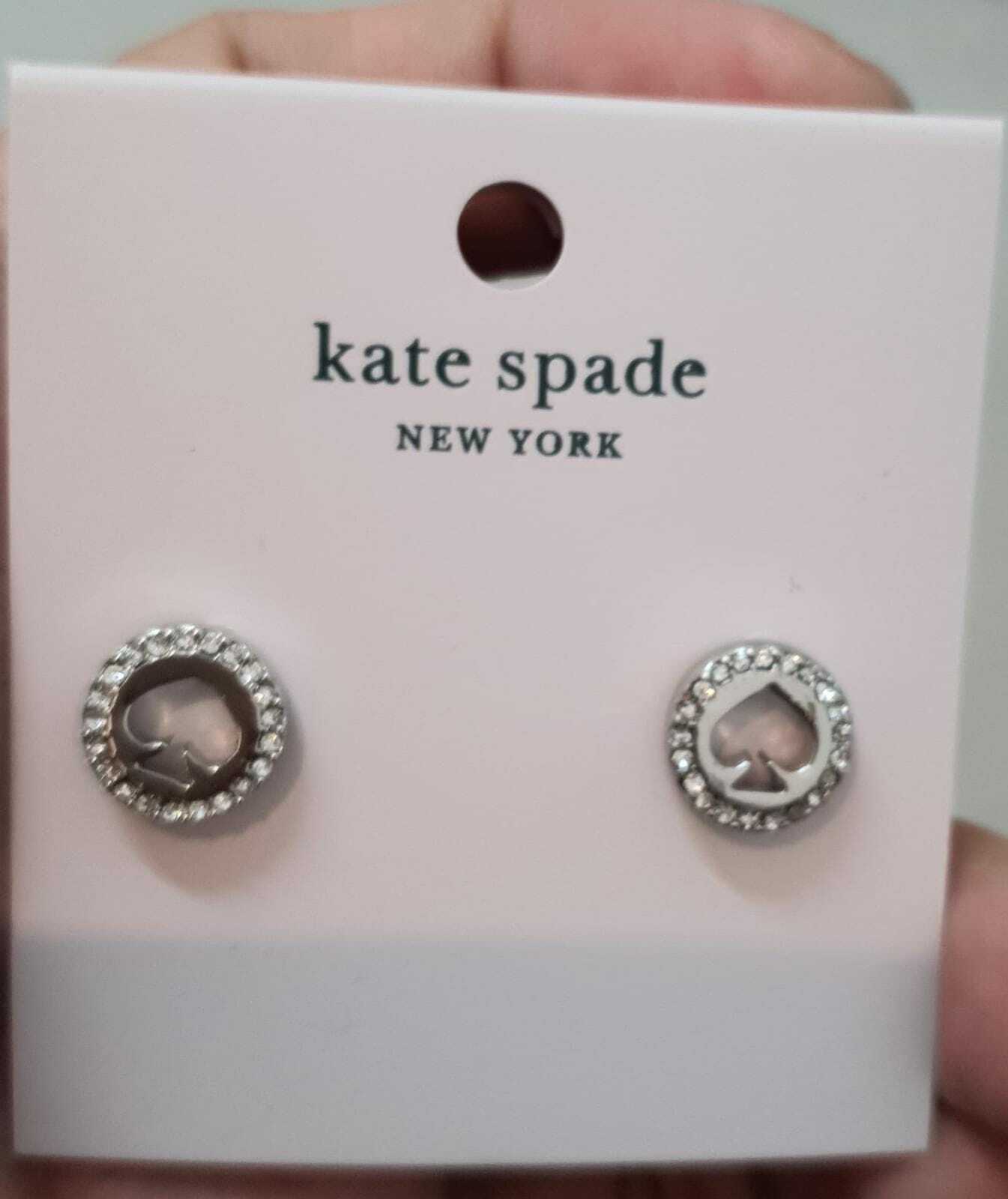 [S] KATE SPADE SPOT THE SPADE EARRINGS,CLEAR/SILVER, 98686751996 (SKS85)