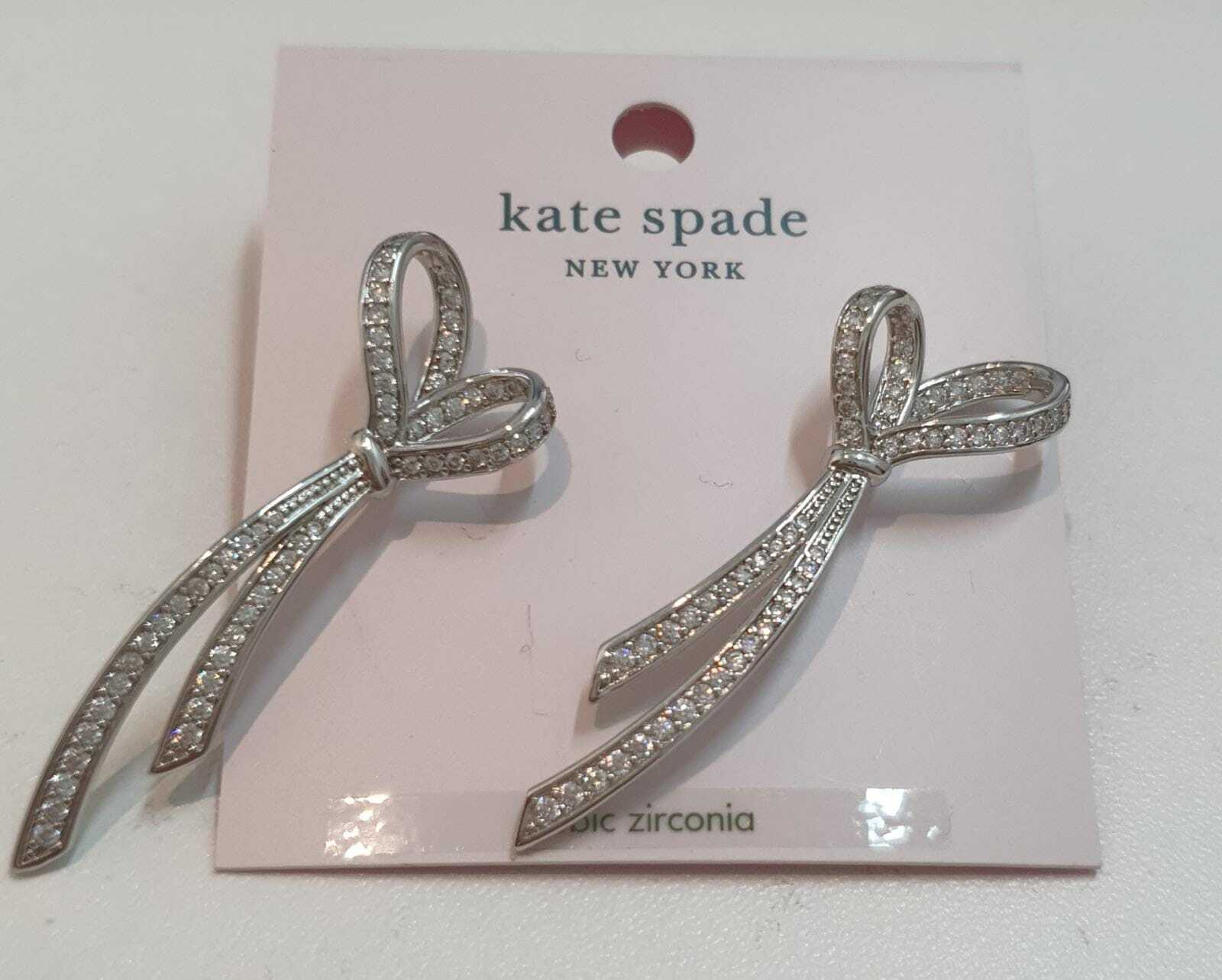 [S] KATE SPADE ALL TIED UP EARRING,CLEAR/SILVER, 767883270004 (SKS88)