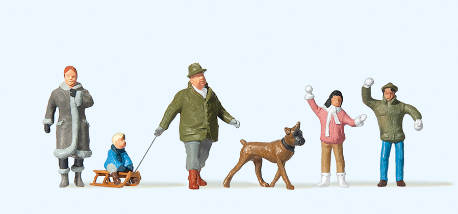 Preiser迷你小人 10310在雪地玩耍