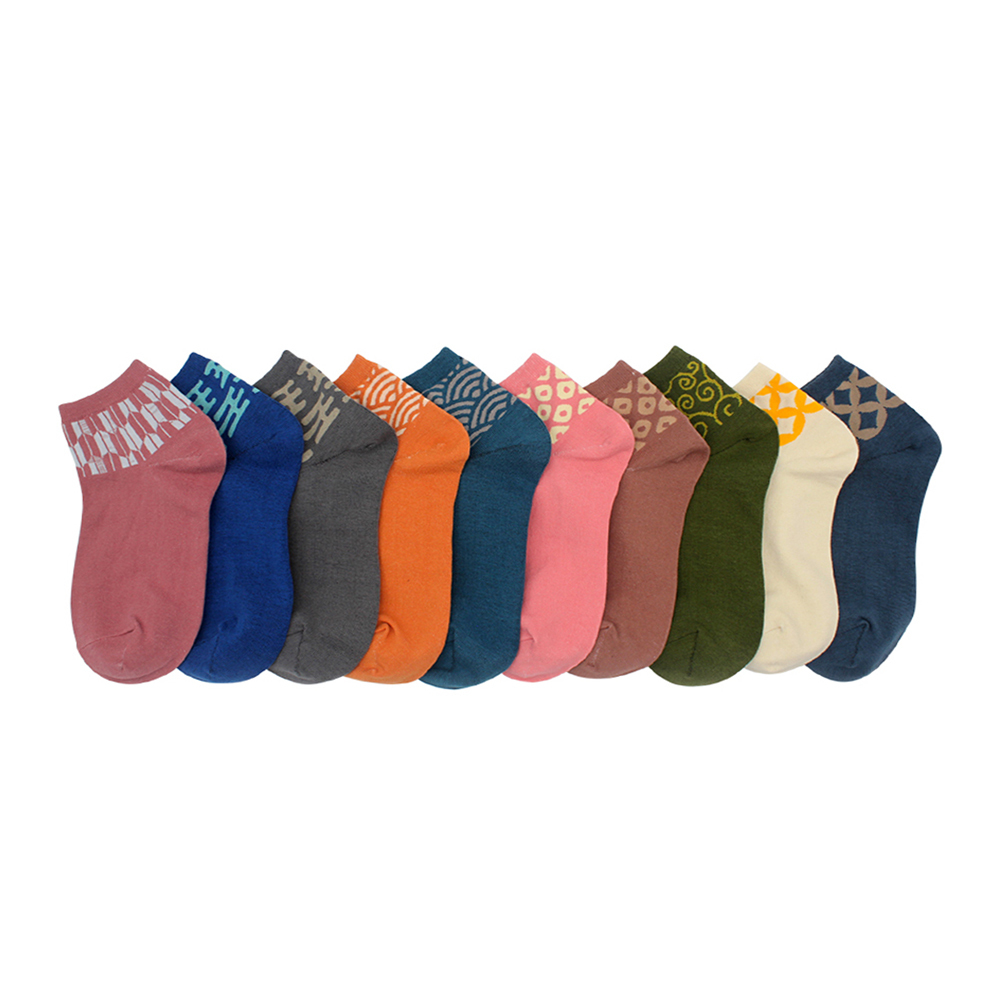 【肌柔】台灣製「防臭吸汗」和柄系列 日系和風中筒襪(成人款)丨P1190-P1195