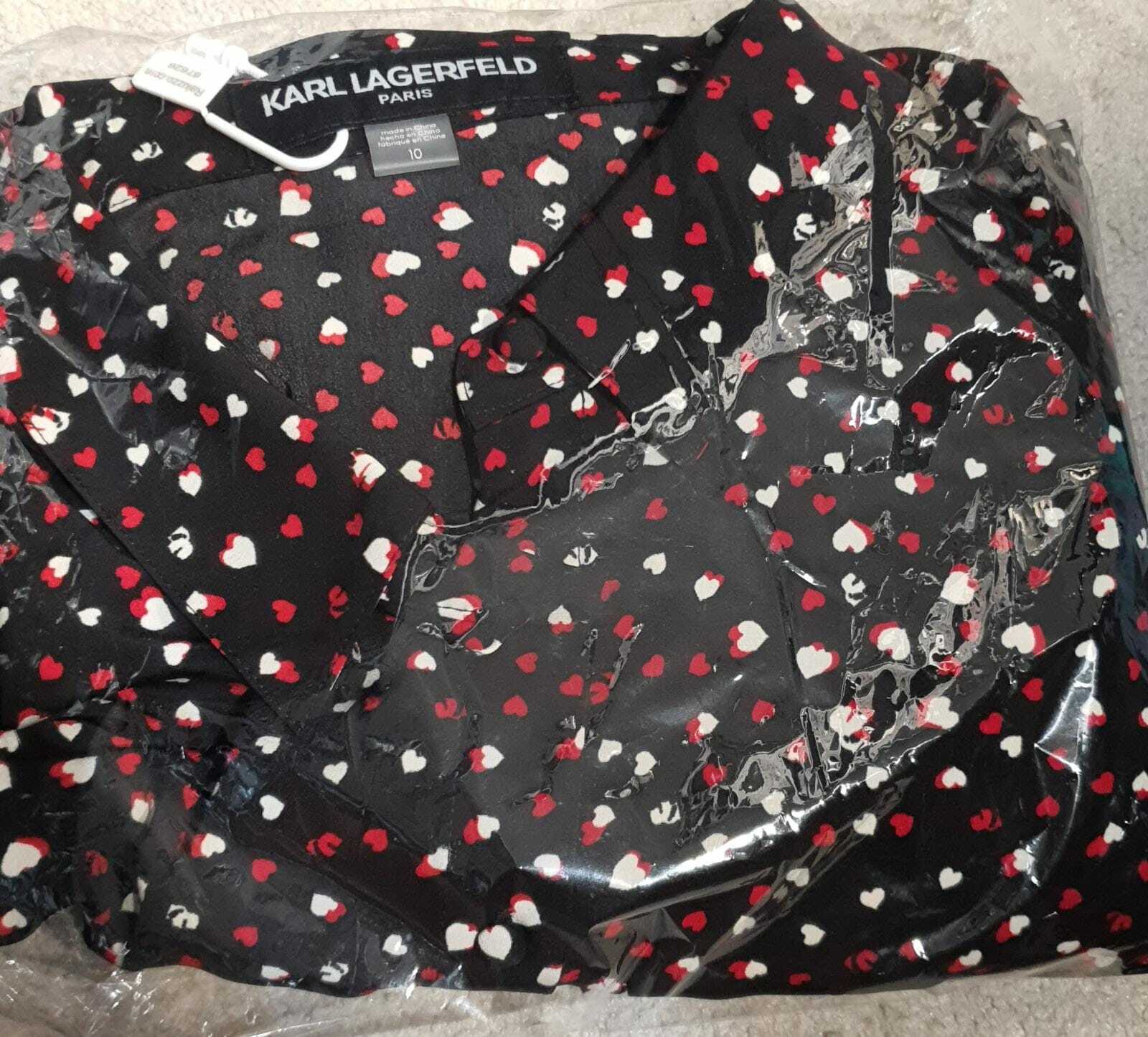 [S] KARL LAGERFELD FLOUNCE HEM SHIRT DRESS,BLACK COMBO, LD1IE902-BOO [FINAL SALES] (SKL91)