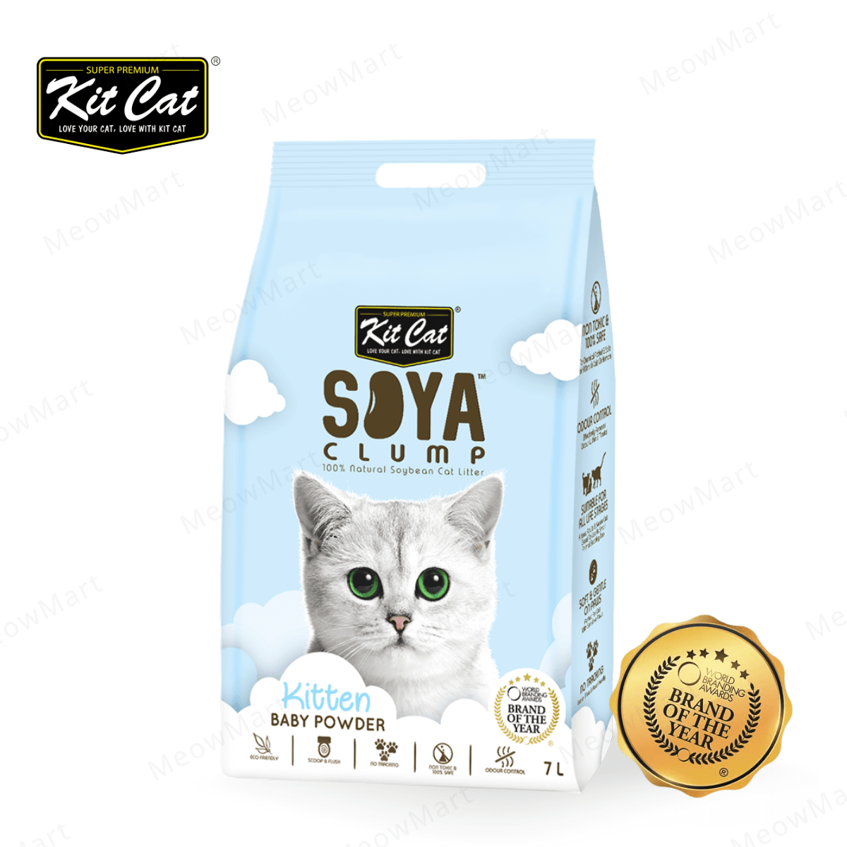 【低至78折】Kit Cat 豆腐貓砂 (爽身粉味) 幼貓用 7L