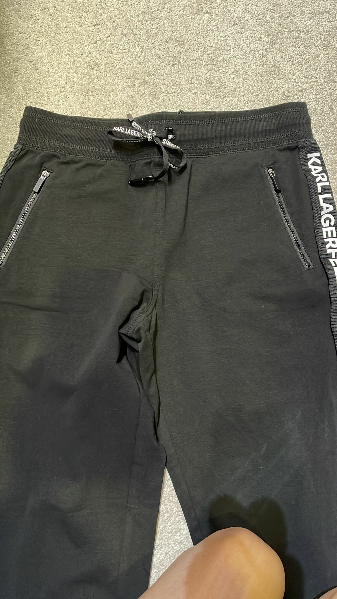 [S] KARL LAGERFELD  WOMEN S LOGO TAPING JOGGER PANTS, BLACK , L9PF7246-BLK (SKL94)