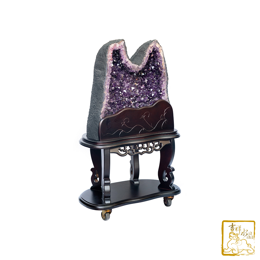 巴西紫水晶洞一對 94kg/78.4kg 水型晶洞