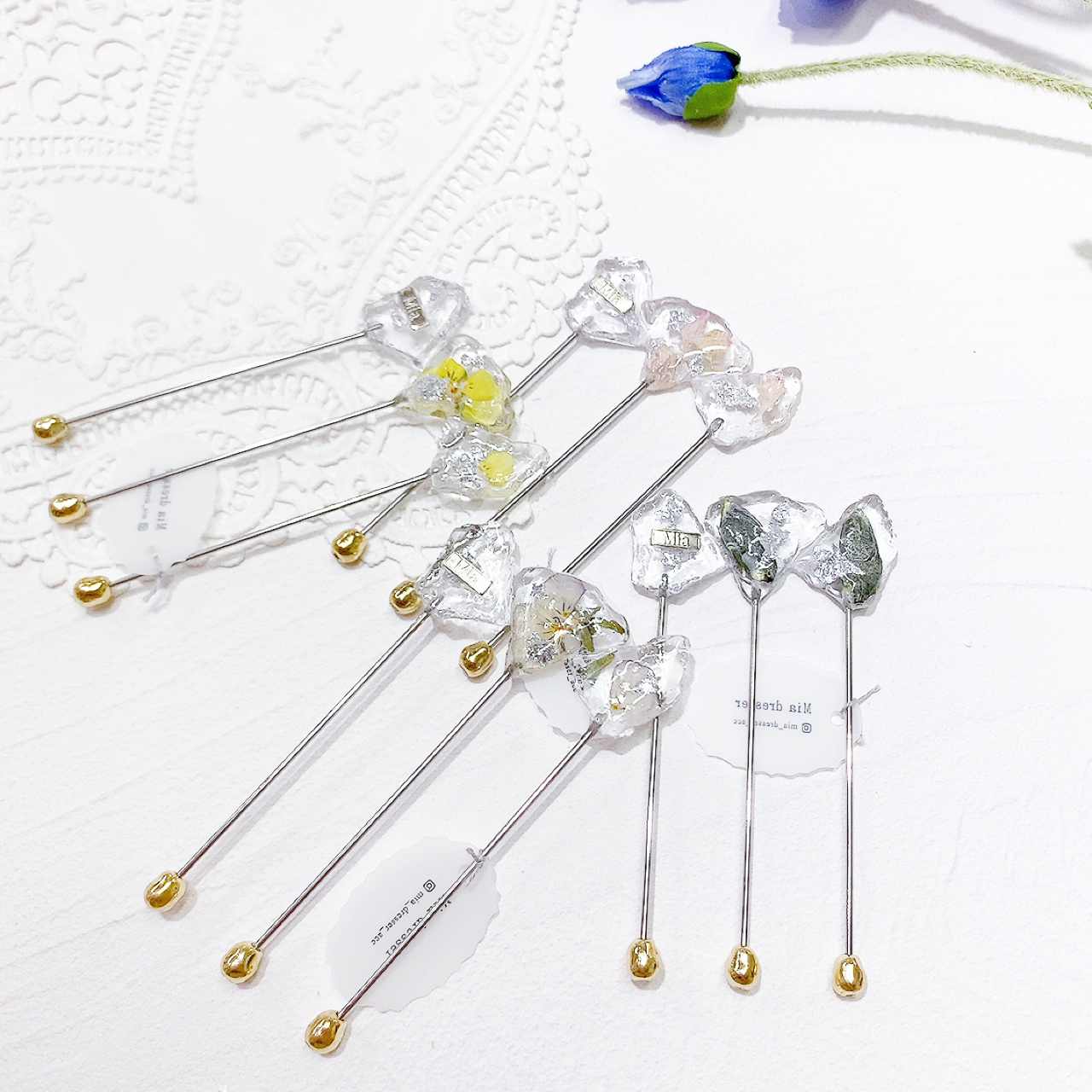 [手作家] 乾花封入冰塊形髮插 (網站限定優惠)