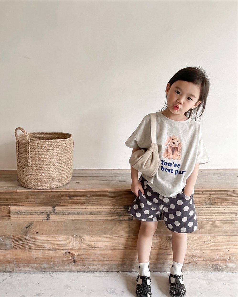 水洗棉波點短褲