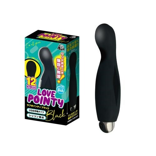日本A-ONE  Love Pointy 12頻震動USB充電按摩棒 (黑色)