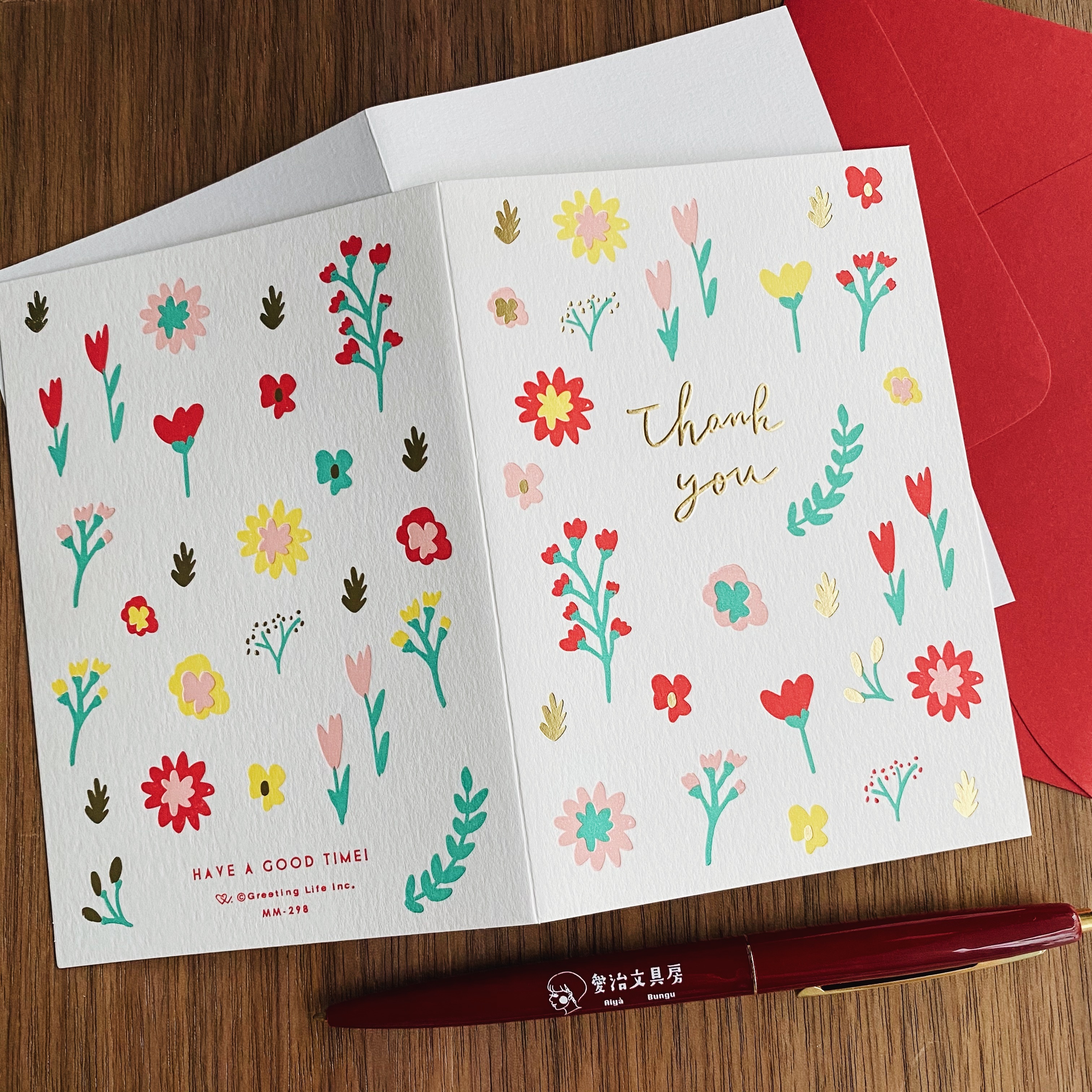 花朵 活版印刷燙金萬用卡片｜日本Greeting Life