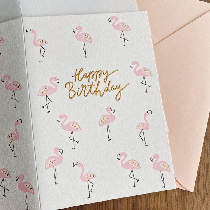 紅鶴 活版印刷燙金生日卡片｜日本Greeting Life