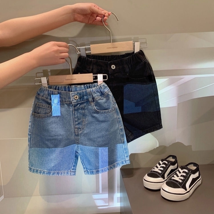 現貨 黑色120cm 斜紋無彈牛仔五分褲  2色