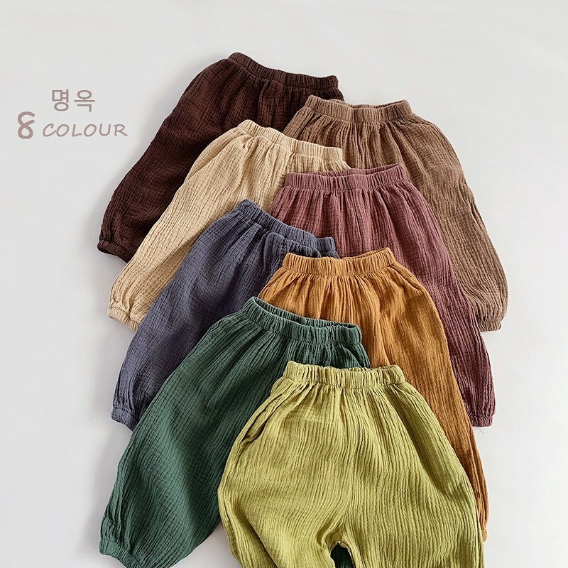 素面夏日必備！復古雙層棉紗防蚊褲🦟