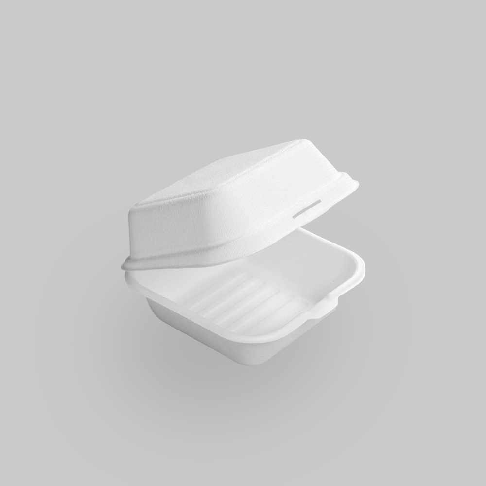 植纖連體漢堡盒-白色 33號