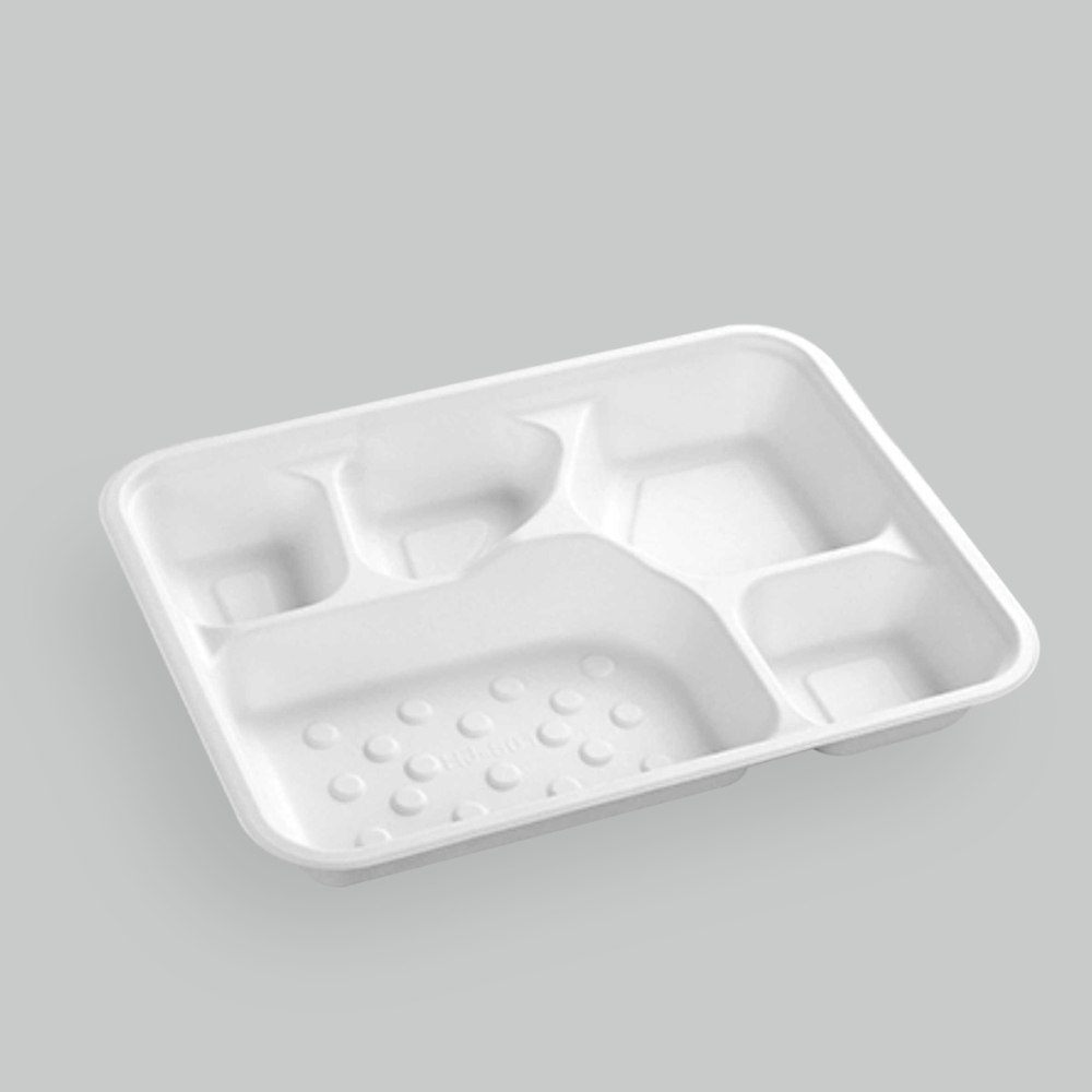 植纖餐盒-白色 五分格 900ml 35號