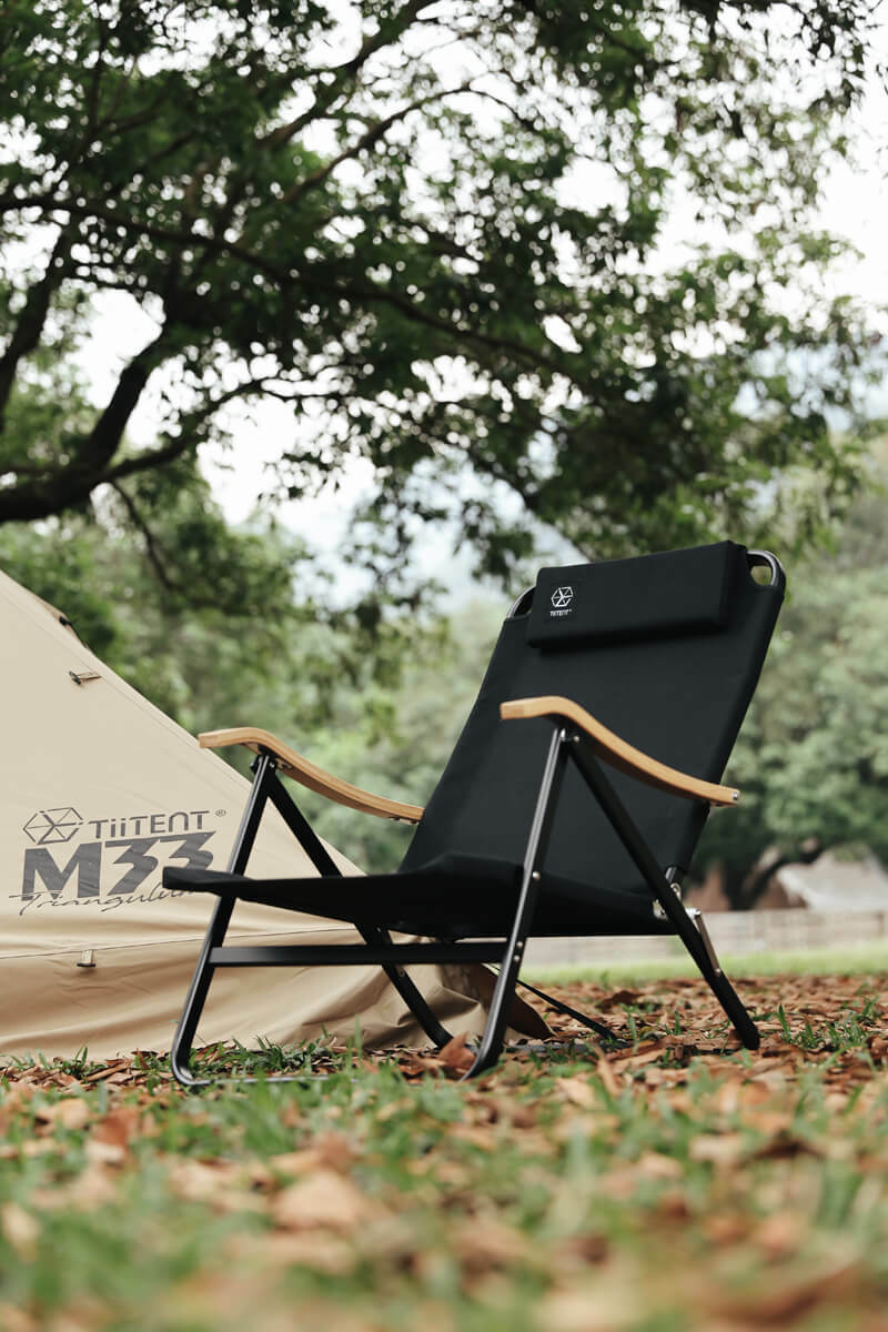 Tiitent Black Hole 黑洞椅 竹把手休閒椅 卡其/黑色 黑洞椅 折疊椅 露營椅